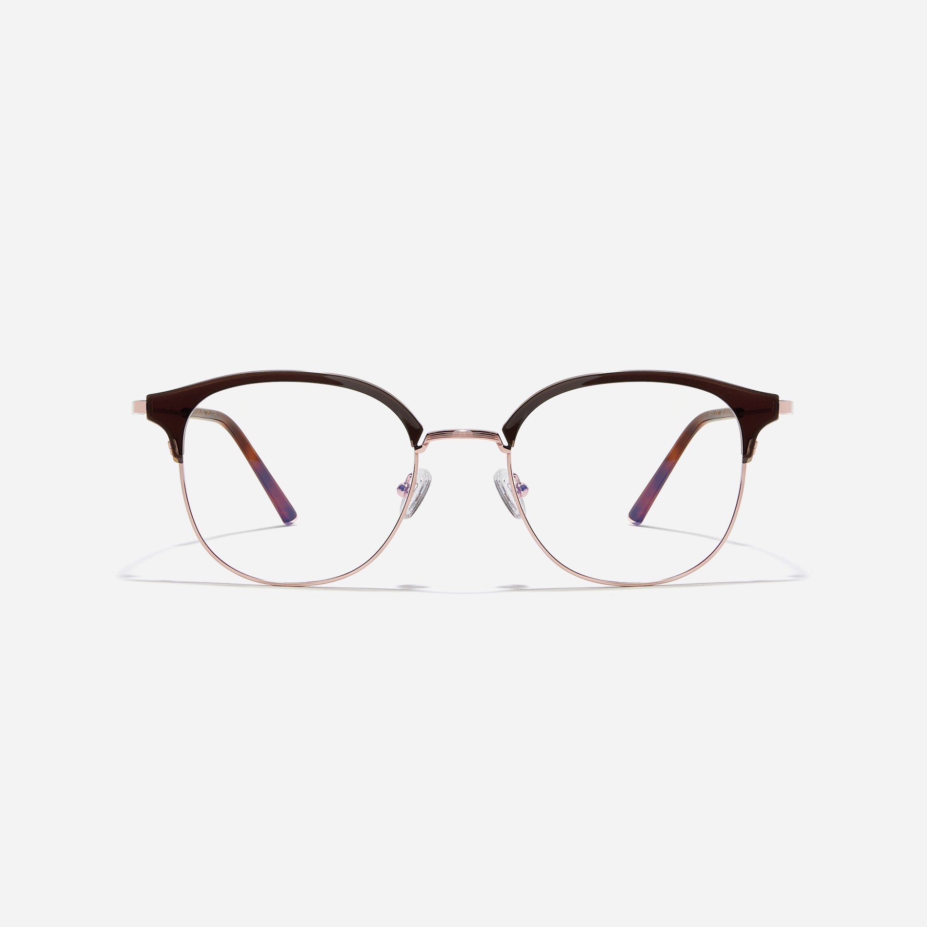 Oversized, square-shaped eyeglasses with a semi-rimless structure ideal for trendy styling and versatile wear.