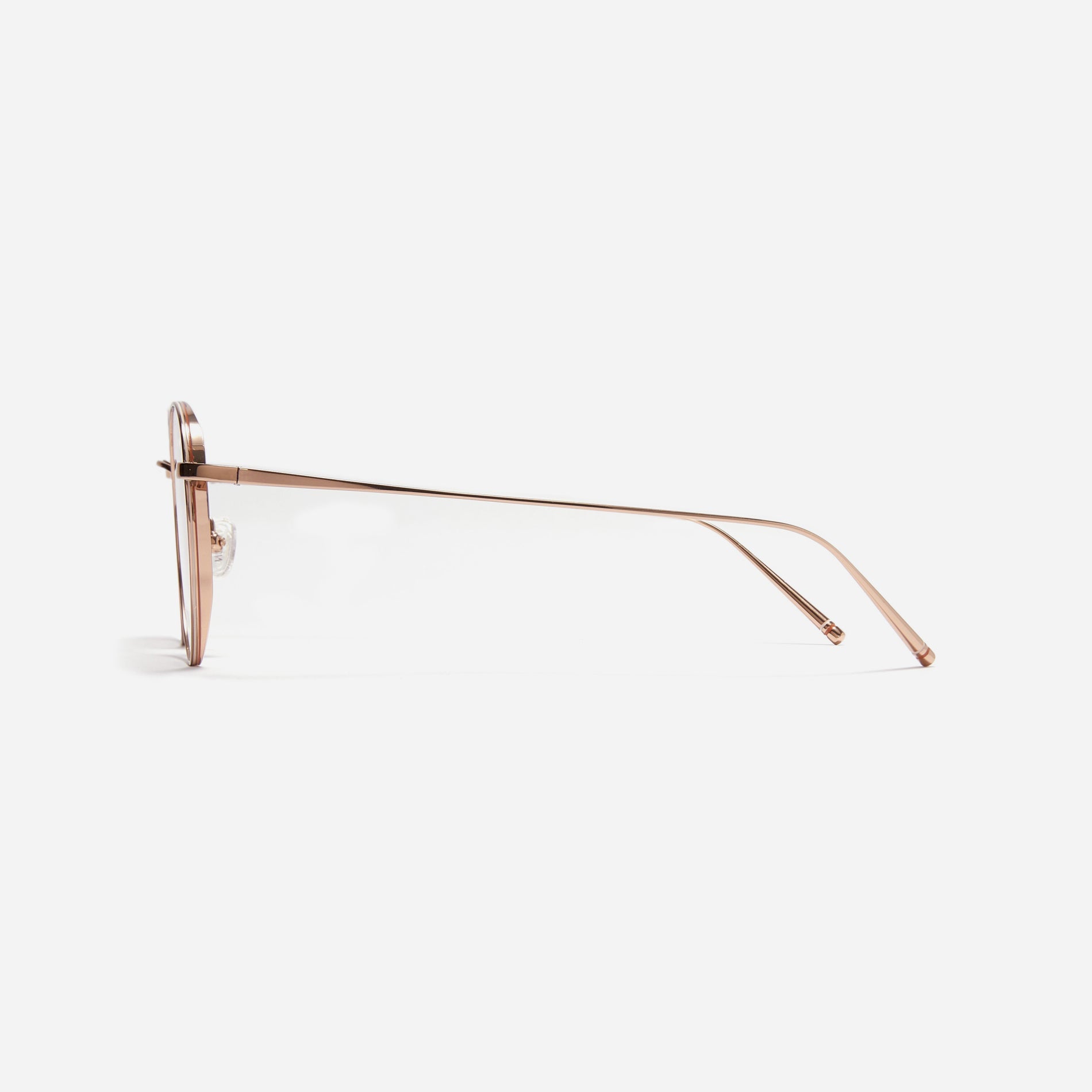 Round-shaped, full-metal eyeglasses with a dual-rim structure designed to accommodate thicker, high-prescription lenses. Both the frame and temples are made of pure titanium, ensuring a lightweight and comfortable fit.