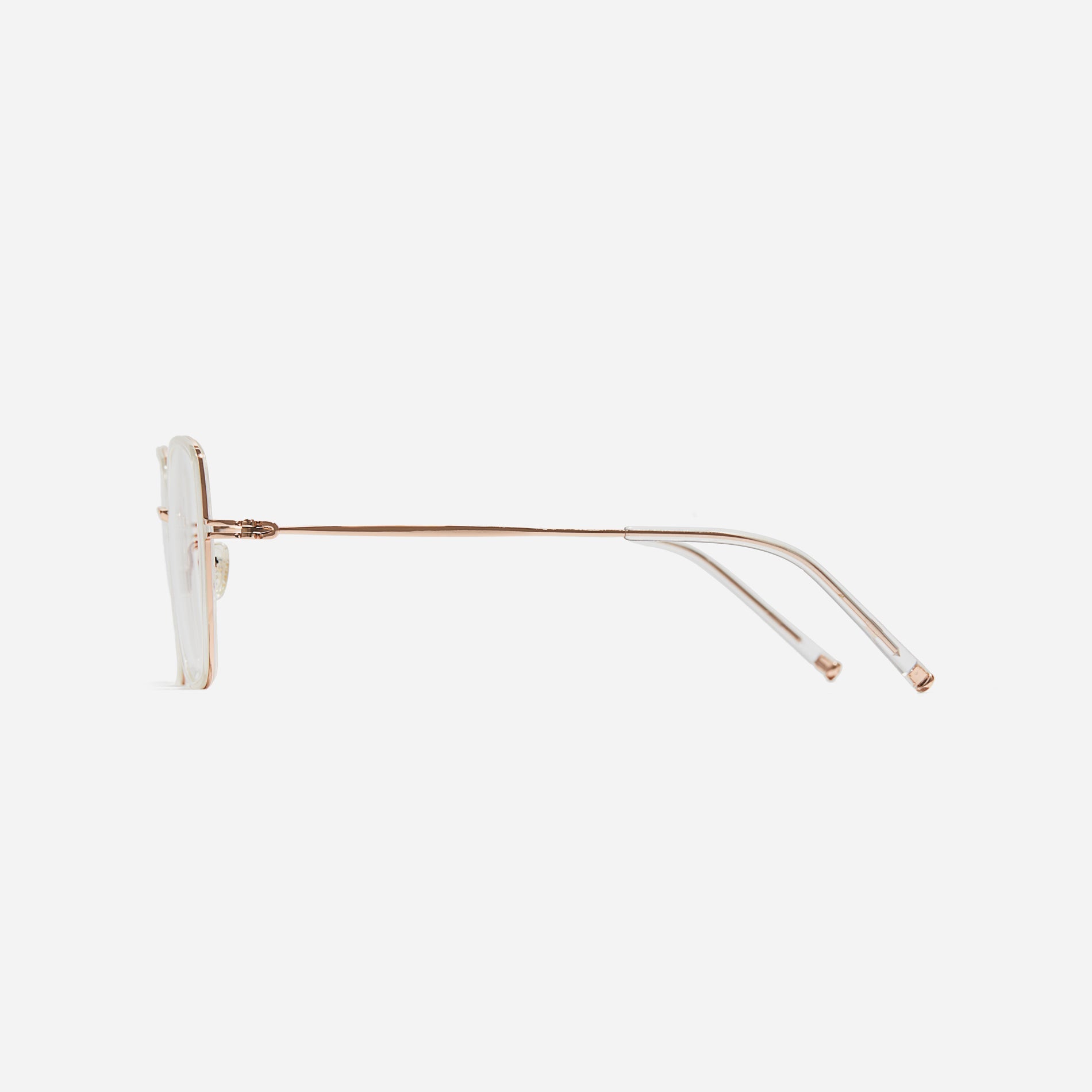 Rectangular-shaped oversized eyeglasses  characterized by a delicate acetate rim that secures the frame and hinge details.  The slim temples, made from lightweight and elastic B-Titanium material, ensure a consistently comfortable fit.